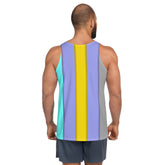 Men's yoga tank top with meditative line design.